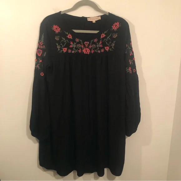 philosophy embroidered dress Philosophy Burnt Orange Floral Embroidered Boho Lined Dress Sz Medium